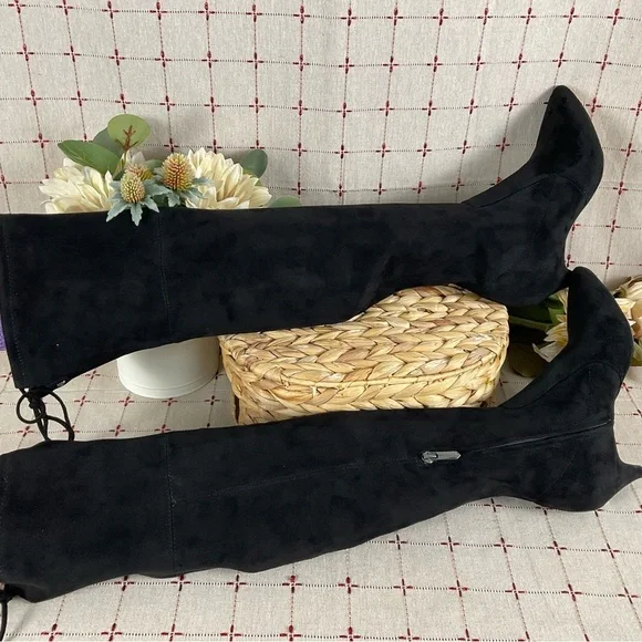 🧸HP🧸 Sam Edelman “Kristie” Over the Knee Boots Black Faux Suede Sz 7 NWOB - Picture 9 of 13